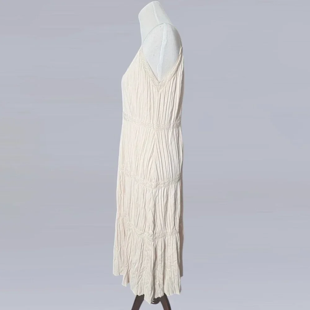 Zara Sleeveless Knit V-Neck Dress Off White Size Small - Picture 4 of 10